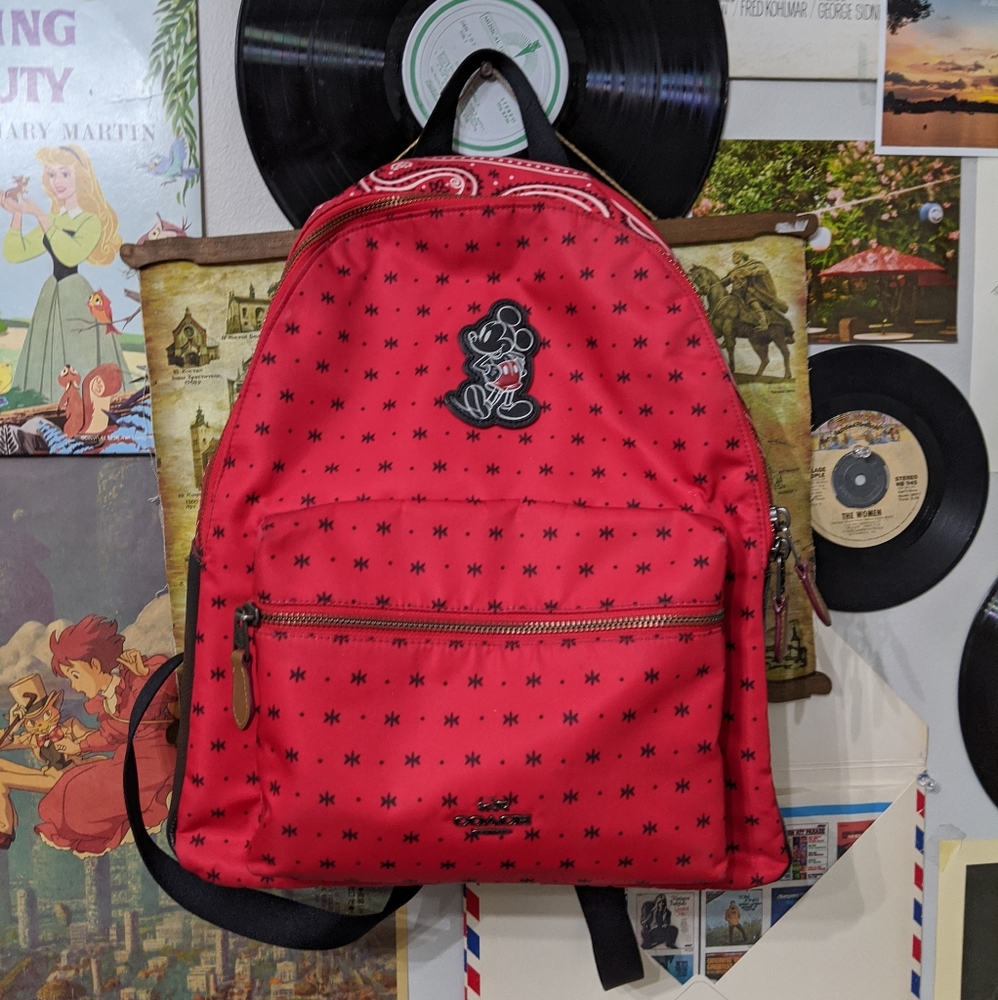 Disney Mickey x Coach Backpack, Red Bandana - RARE Large Version, 15 x 12 - Picture 1 of 5
